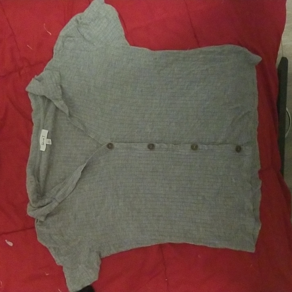 Grey faux button up crop top